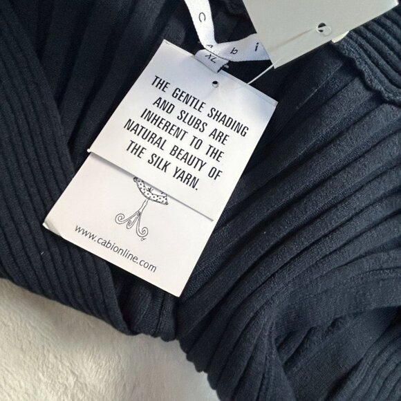 Cabi Womens Navy Ribbed Knit Silk Blend Sleeveless Sweater Vest XL Pullover New - Picture 4 of 9